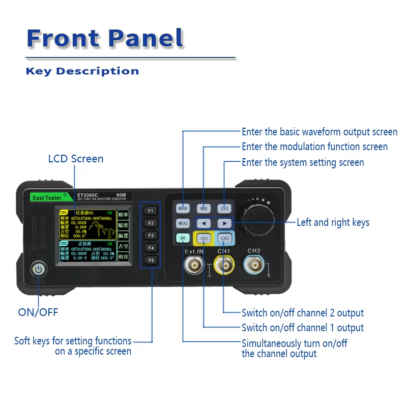 이스트 테스터 미니 듀얼 채널 기능, 임의 파형 발생기 - Dual Channel Arbitrary Waveform Function Generator 60Mhz 리뷰 및 가격